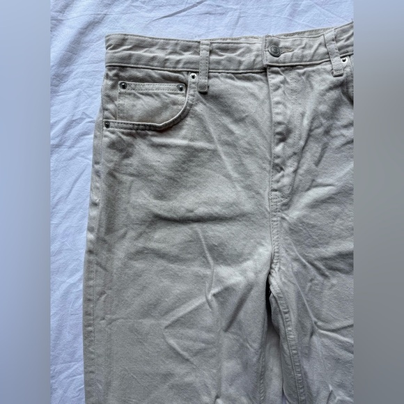 Zara Tan Sand High Waist Wide Leg Denim Jeans 10 - Picture 4 of 11